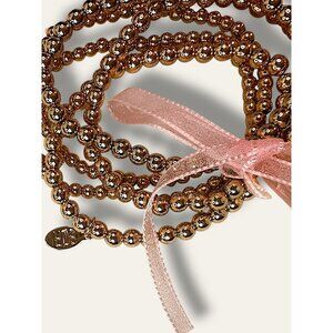 Gold Beaded Bracelet Set With Pink Ribbon 8 Other Reasons Womens Fashion Jewelry